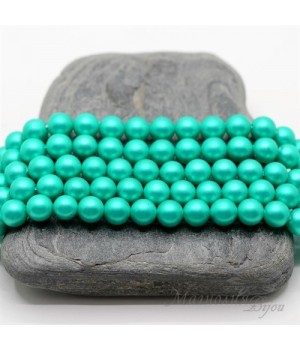 ЖЕМЧУГ Майорка, изумрудный светлый, матовый сатин 6мм, 5 штук