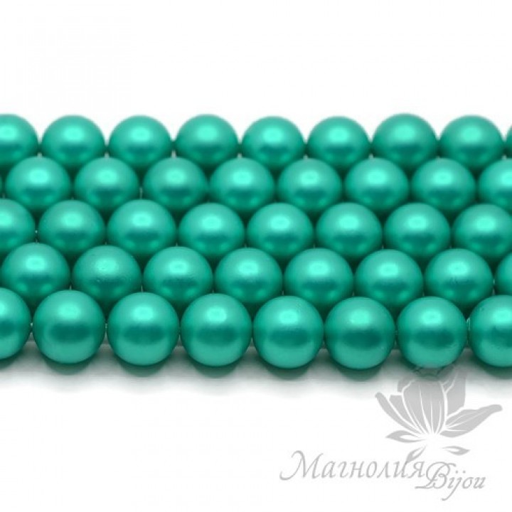 ЖЕМЧУГ Майорка, изумрудный светлый, матовый сатин 10мм
