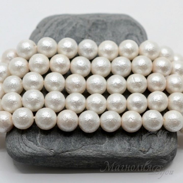 Жемчуг Майорка белый фактурный 8мм, 10 штук