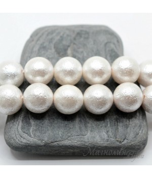 Жемчуг Майорка белый фактурный 14мм, 2 штуки Жемчуг Майорка белый фактурный 14мм, 2 штуки