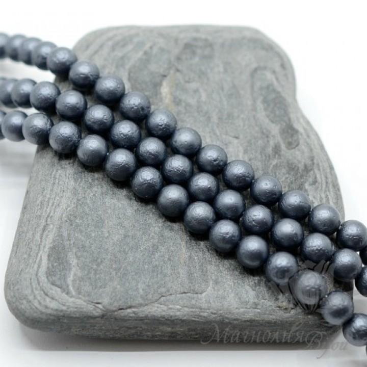 Жемчуг Майорка темно-серый фактурный 6мм, 10 штук