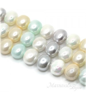 ЖЕМЧУГ Майорка Микс "Ivory", 15 : 13 : 11мм, полная нить(30 бусин)