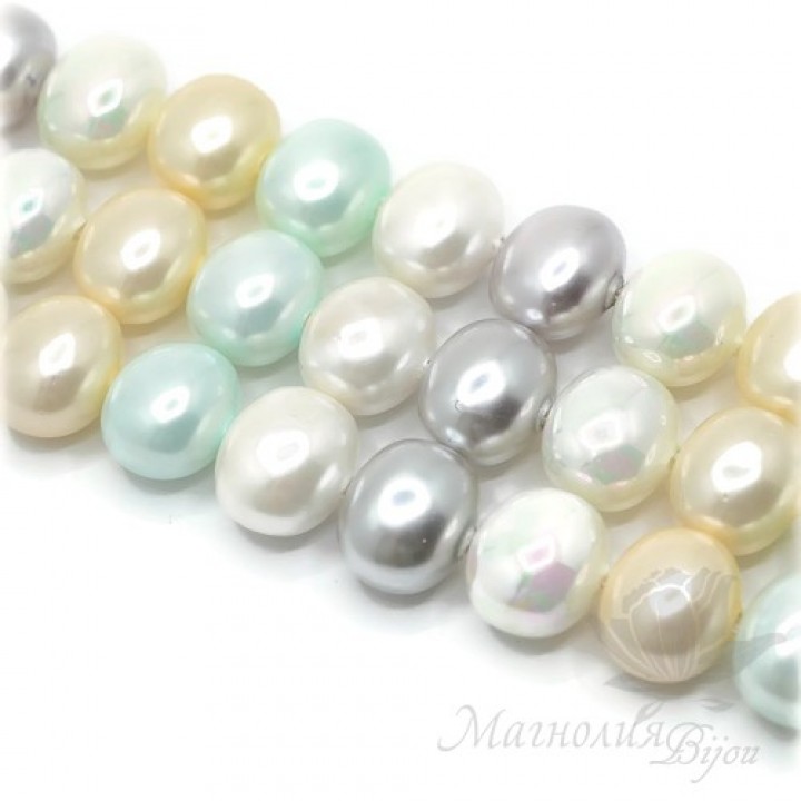 ЖЕМЧУГ Майорка Микс "Ivory", 15 : 13 : 11мм, полная нить(30 бусин)