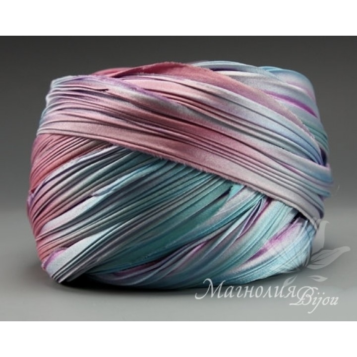 Лента Shibori (шибори)  "Aqua Rose", 10 см