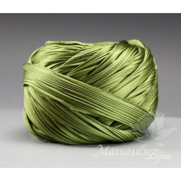 Лента Shibori (шибори)  "Olive Harvest", 10 см