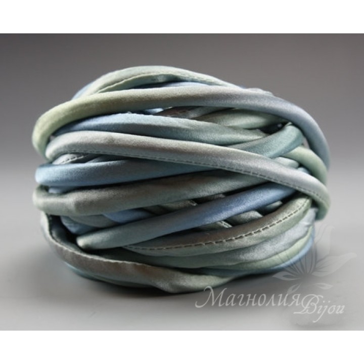 Шнур Shibori "Голубой, изумрудный",10 см