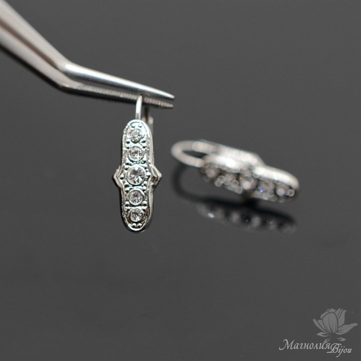 ШВЕНЗЫ с французким замком "Idol", родиевое покрытие