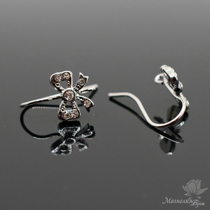 ШВЕНЗЫ "Бантики", родиевое покрытие