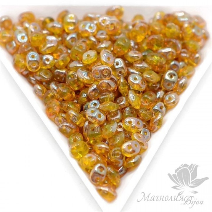 SuperDuo "Янтарный цельзиан", 2,5 : 5мм, 10 грамм