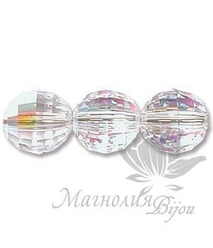 БУСИНА "Crystal AB", круглая граненая, 8мм