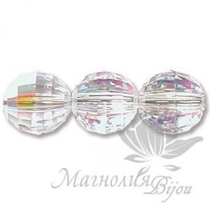 БУСИНА "Crystal AB", круглая граненая, 8мм