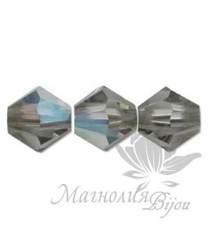 Биконусы Swarovski 3мм BLACK DIAMOND AB, 20 штук