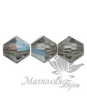 Биконусы Swarovski 4мм BLACK DIAMOND AB, 20 штук