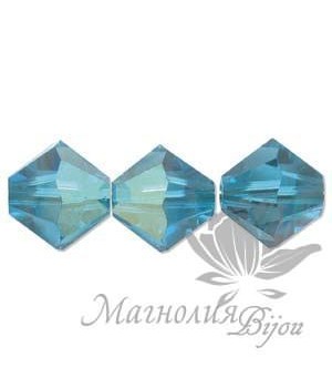 Биконусы Swarovski 4мм BLUE ZIRCON,  20 штук