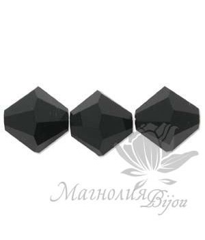 Биконусы Swarovski 4мм JET, 20 штук