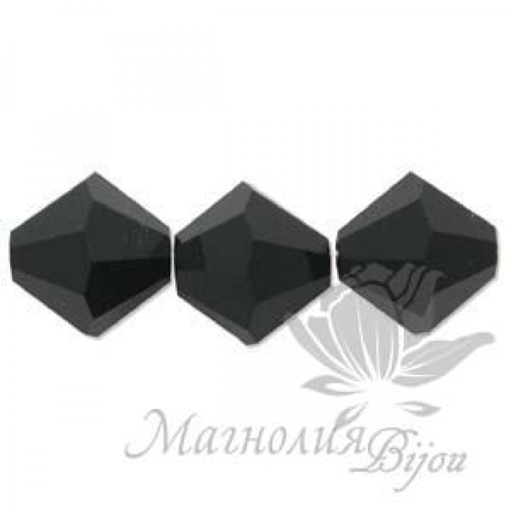 Биконусы Swarovski 4мм JET, 20 штук