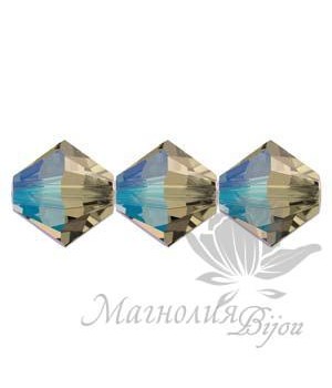 Биконусы Swarovski 4мм BLACK DIAMOND SHIMMER, 20 штук