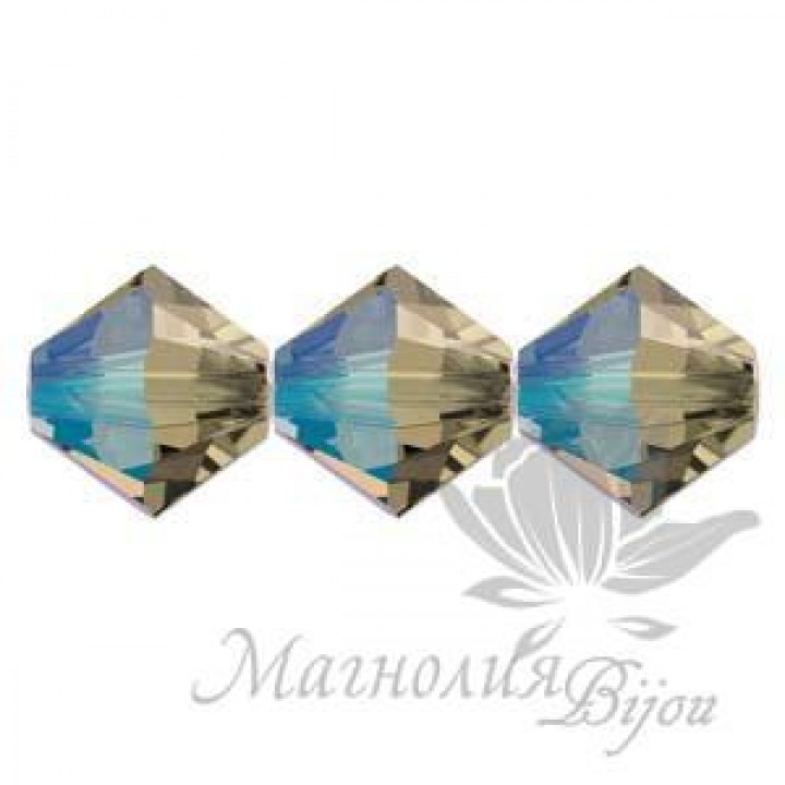 Биконусы Swarovski 4мм BLACK DIAMOND SHIMMER, 20 штук