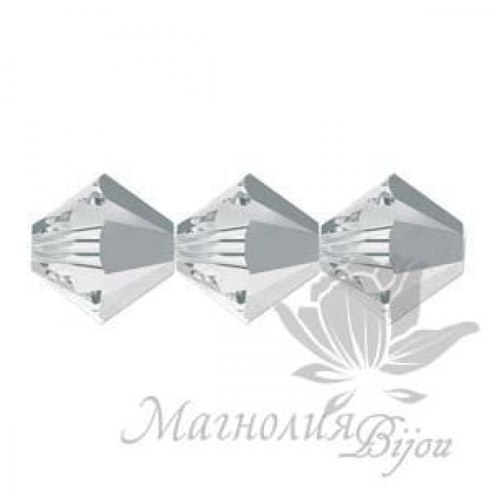 Биконусы Swarovski 4мм CRYSTAL LIGHT CHROME, 20 штук