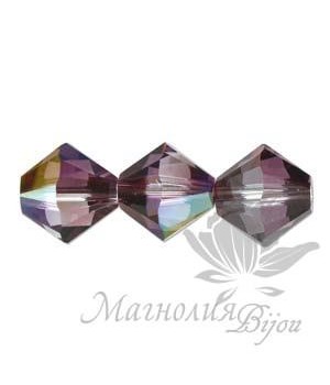 Биконусы Swarovski 4мм CRYSTAL LILAC SHADOW, 20 штук