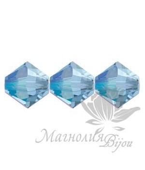 Биконусы Swarovski 4мм LIGHT SAPPHIRE SHIMMER, 20 штук