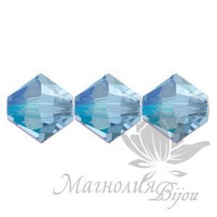 Биконусы Swarovski 4мм LIGHT SAPPHIRE SHIMMER, 20 штук