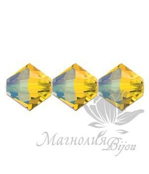 Биконусы Swarovski 4мм LIGHT TOPAZ SHIMMER, 20 штук