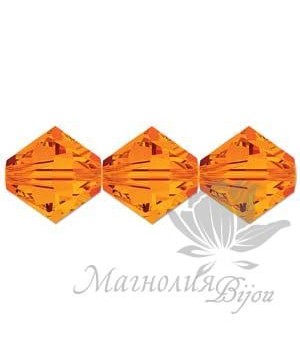 Биконусы Swarovski 4мм TANGERINE, 20 штук