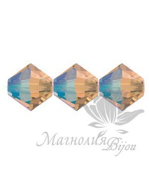 Биконусы Swarovski 4мм LIGHT COLORADO TOPAZ SHIMMER, 20 штук
