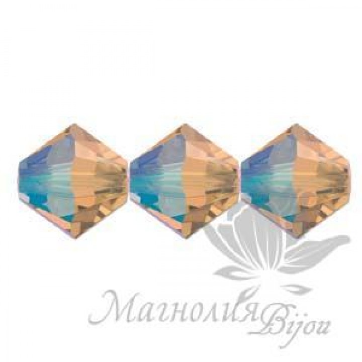 Биконусы Swarovski 4мм LIGHT COLORADO TOPAZ SHIMMER, 20 штук