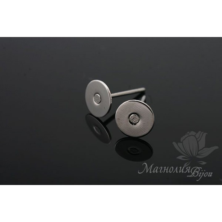 Пуссеты с площадкой 6мм, родиевое покрытие