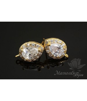 ПУССЕТЫ "Капелька", позолота 14 карат