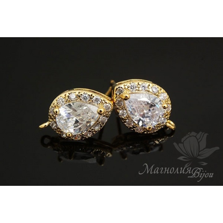 ПУССЕТЫ "Капелька", позолота 14 карат