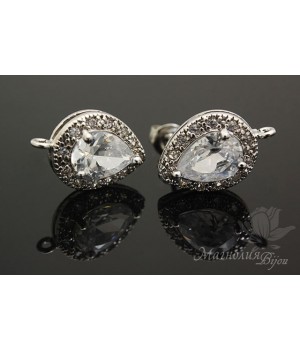 ПУССЕТЫ "Капелька", родиевое покрытие