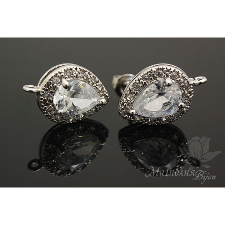 ПУССЕТЫ "Капелька", родиевое покрытие