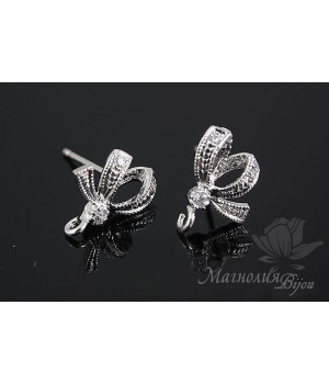 ПУССЕТЫ "Кокетка", родиевое покрытие