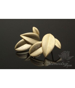 ПУССЕТЫ "Листья", позолота 14 карат
