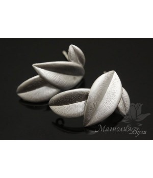 ПУССЕТЫ "Листья", родиевое покрытие