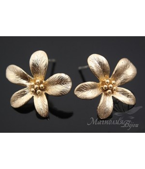 ПУССЕТЫ "Лютики", позолота 14 карат