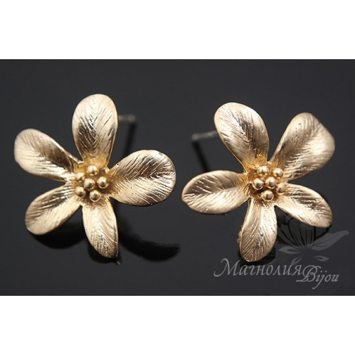 ПУССЕТЫ "Лютики", позолота 14 карат
