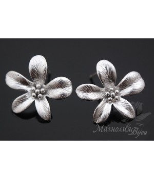 ПУССЕТЫ "Лютики", родиевое покрытие