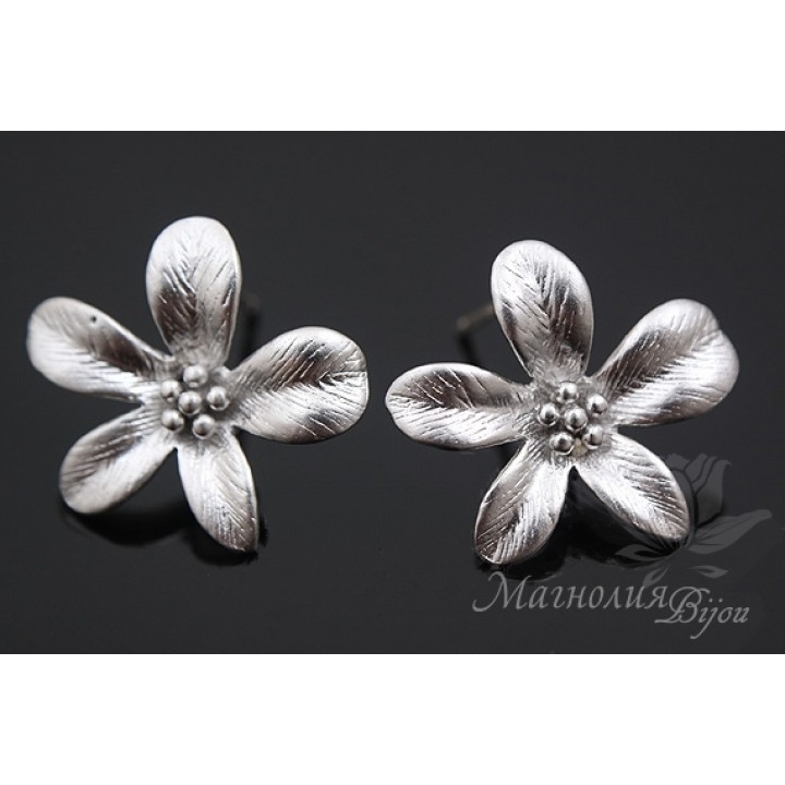 ПУССЕТЫ "Лютики", родиевое покрытие