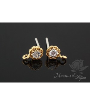 ПУССЕТЫ "Алисия", позолота 14 карат