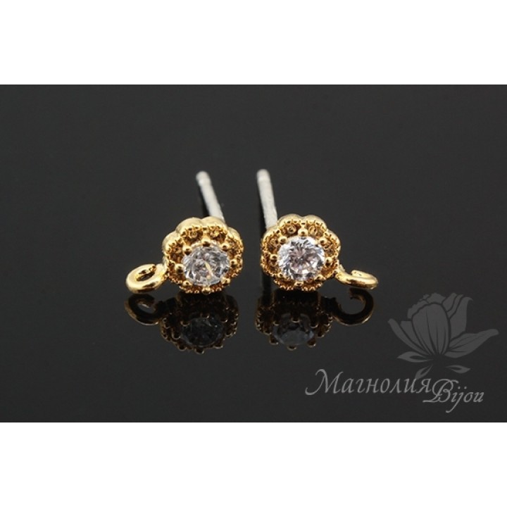ПУССЕТЫ "Алисия", позолота 14 карат