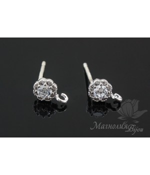 ПУССЕТЫ "Алисия", родиевое покрытие