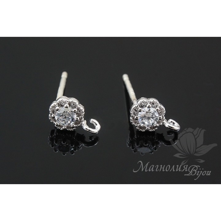 ПУССЕТЫ "Алисия", родиевое покрытие