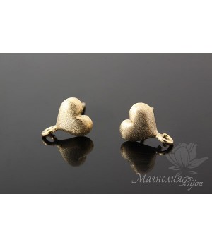 Пуссеты "Сердечки", позолота 14 карат
