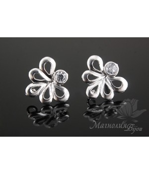 ПУССЕТЫ "Виктория", родиевое покрытие