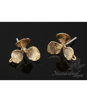 ПУССЕТЫ с пином "Абелия", позолота 14 карат