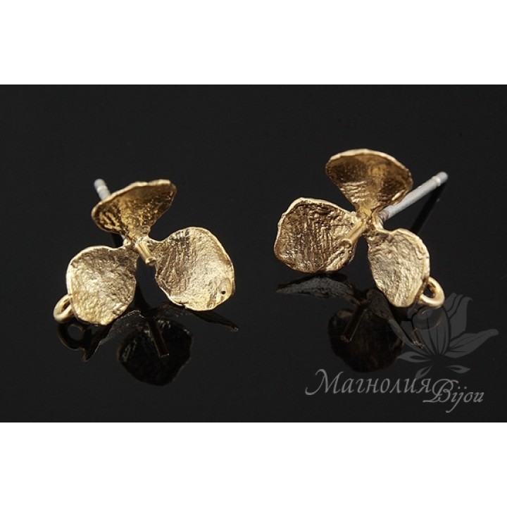 ПУССЕТЫ с пином "Абелия", позолота 14 карат